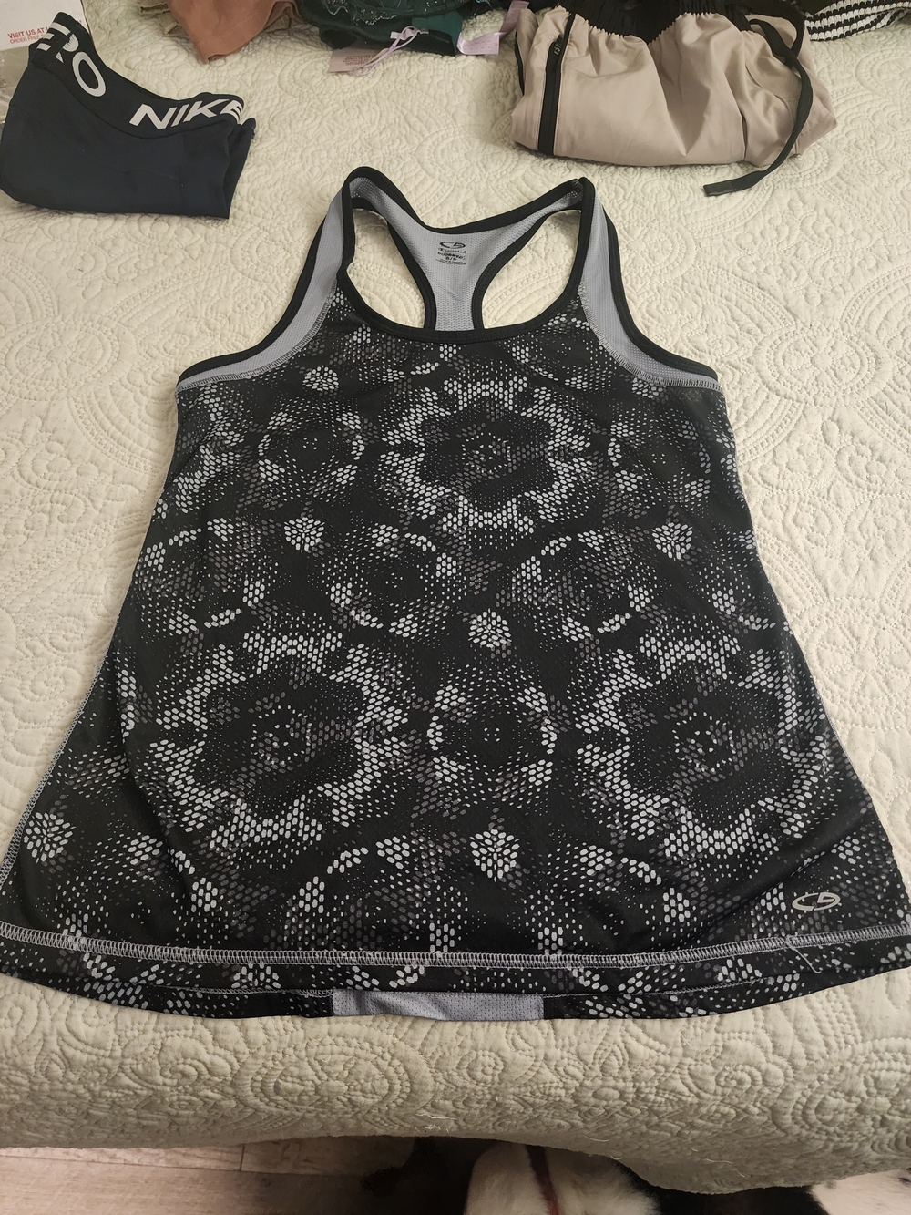 Champion Black and Gray Floral Racerback Tank